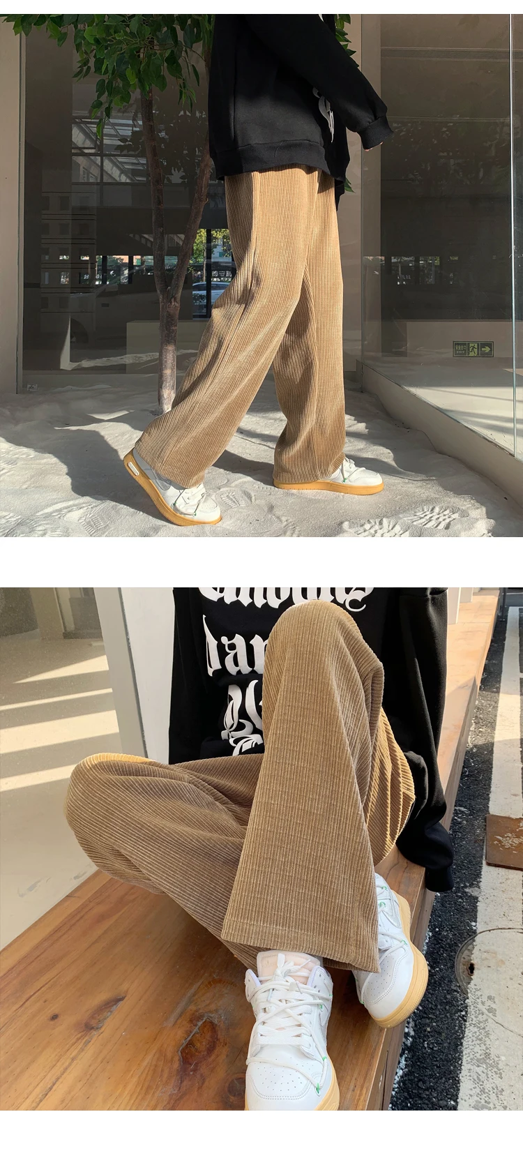 Privathinker Black Gray Color Men Casual Pants Corduroy Man Straight Pants 2022 Men Woman Oversized Wide Leg Cargo Trousers plus size khaki pants