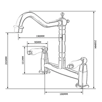 Kitchen Ceramic Handle Faucet European Style Full Brass Retro Double Hole Two Handle Bathroom Basin Faucet Kitchen Sink Faucet 6