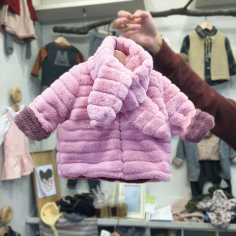 

Children's Clothing Autumn and Winter New with Scarf Furry Top Two-Sided Wear Medium and Older Children's Coats Wholesale