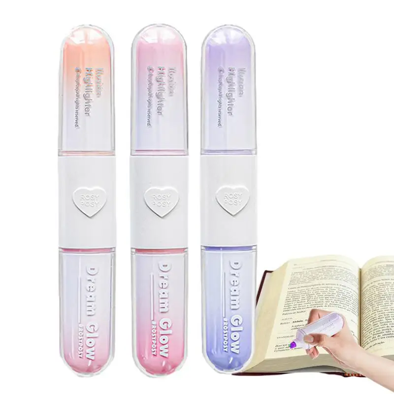 

6 Colors Highlighter Set Cute Pens Color Markers Double Ends Pastel Kawaii Stationary School Supplies