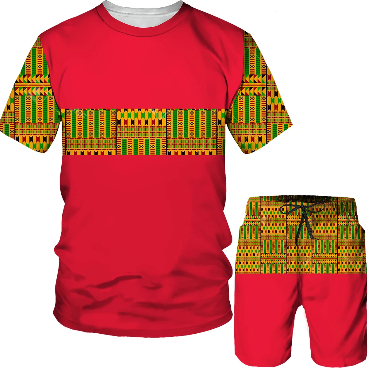 YUHA,African Dashiki Men Funny 3D Print T Shirt Shorts Men's Tracksuit Folk-custom Outfits Unisex Shorts/Suit Woman Mens Clothes