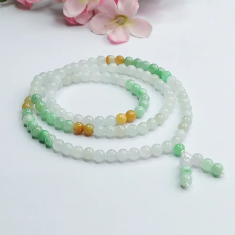 

5.5mm Burma Jade Bracelet Men Women Genuine Natural Myanmar Jadeite With Certificate Multilayer Tassel Charm Jades Bracelets