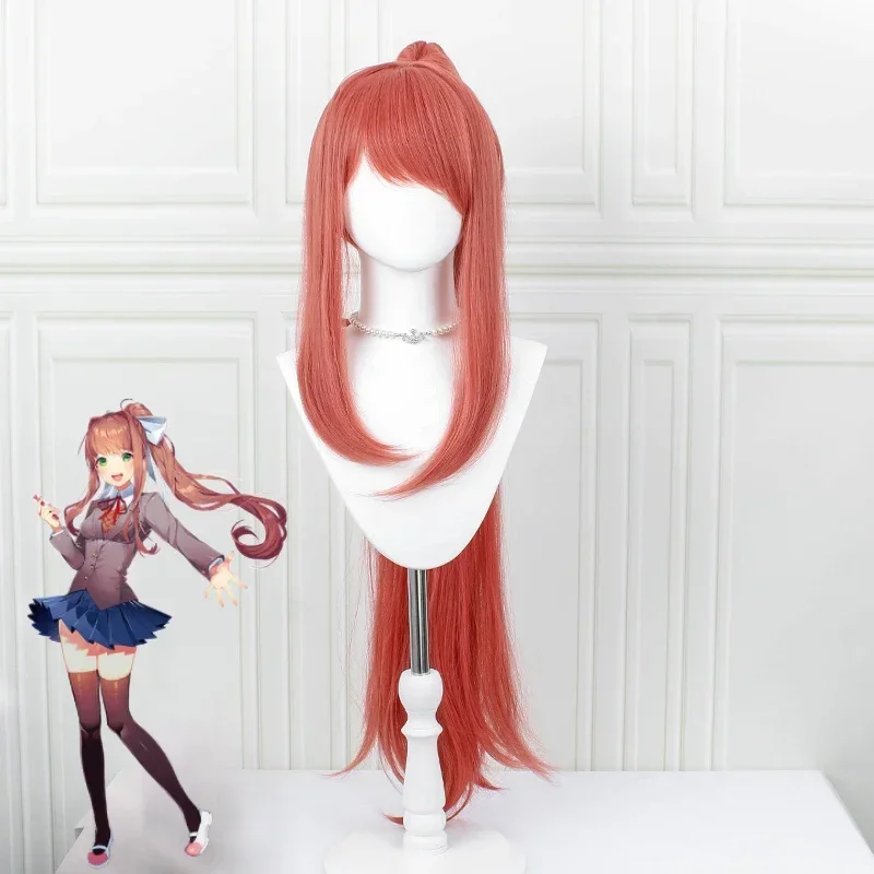 

Высококачественные парики доки литературного клуба Моника, парики DDLC длиной 100 см, термостойкие синтетические волосы, парик для косплея, шапочка