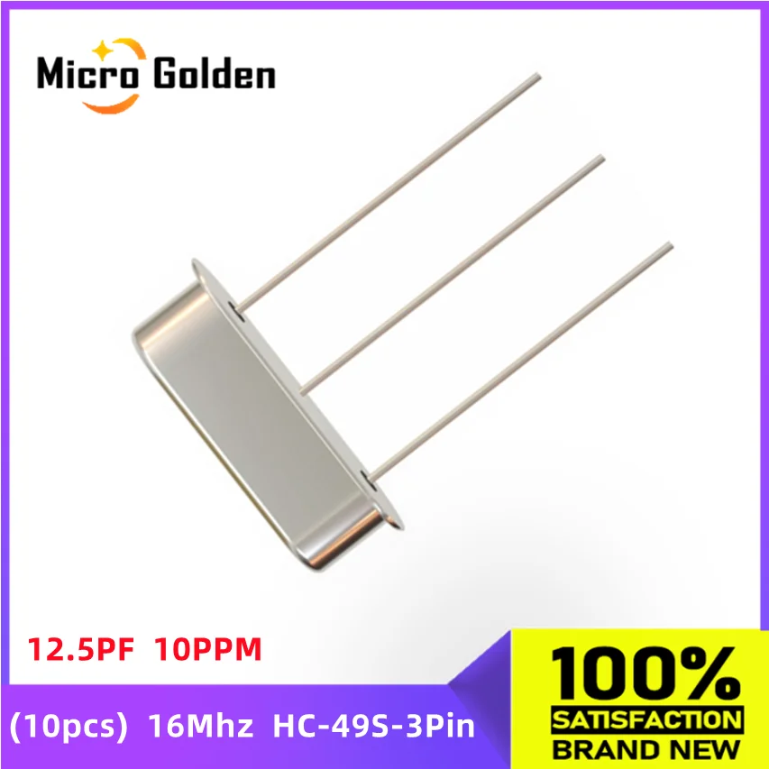 (10pcs) 16Mhz HC-49S 3Pin DIP-3 16M 16.000MHZ DIP Passive Crystal Oscillator HC-49US3 16MHZ 12.5PF 10PPM Quartz Resonator