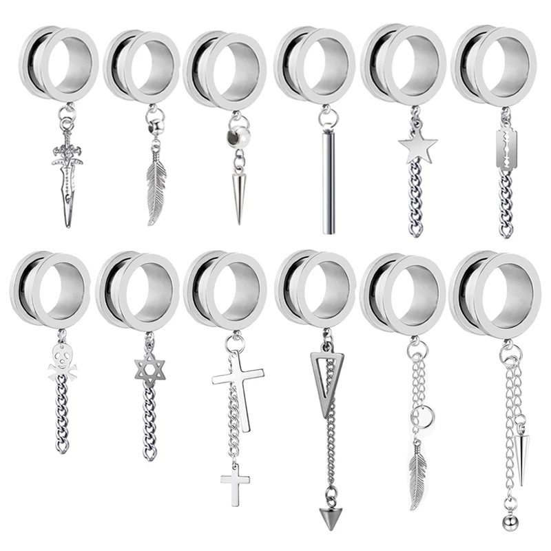

wholesales plugs and tunnels ear gauges for women men stainless steel ear piercing stretcher kit body piercing screw ear gauges