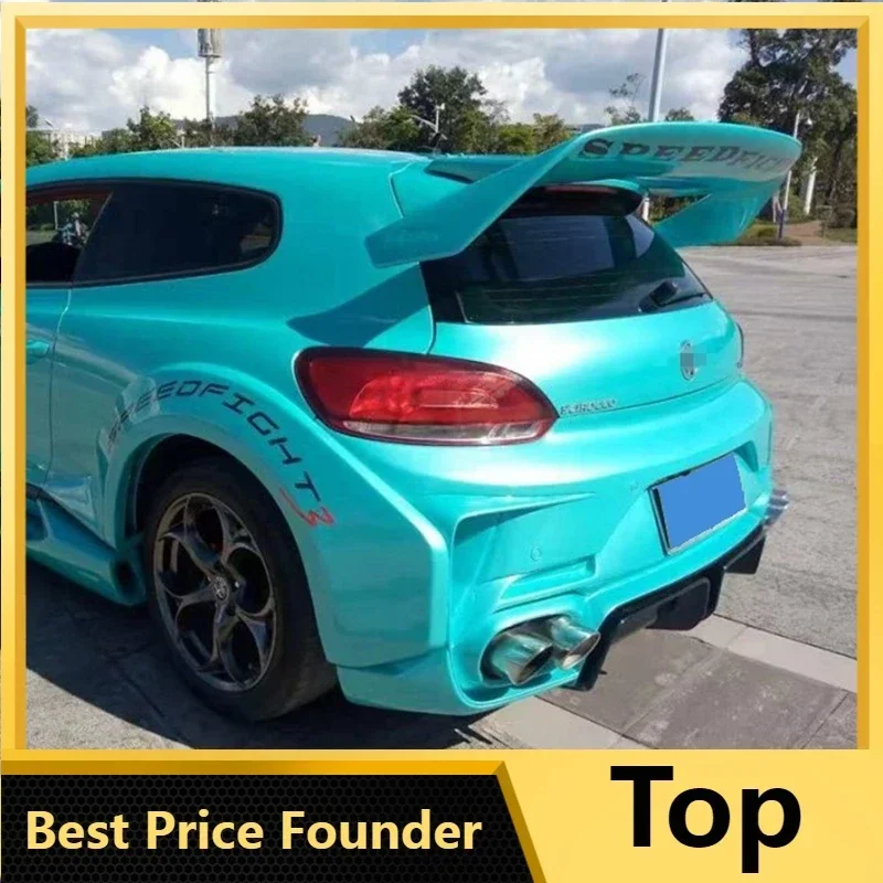 

For Volkswagen Scirocco Spoiler 2009-2018 ABS Material Carbon Fiber Look Car Rear Roof Lip Spoiler Window Tail Wings Car Styling