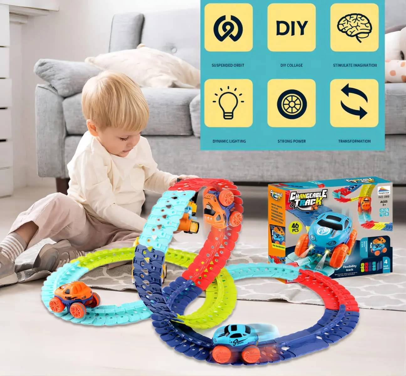 2023 New Zero Gravity Car Track Set,Race Track Toys for Kids with