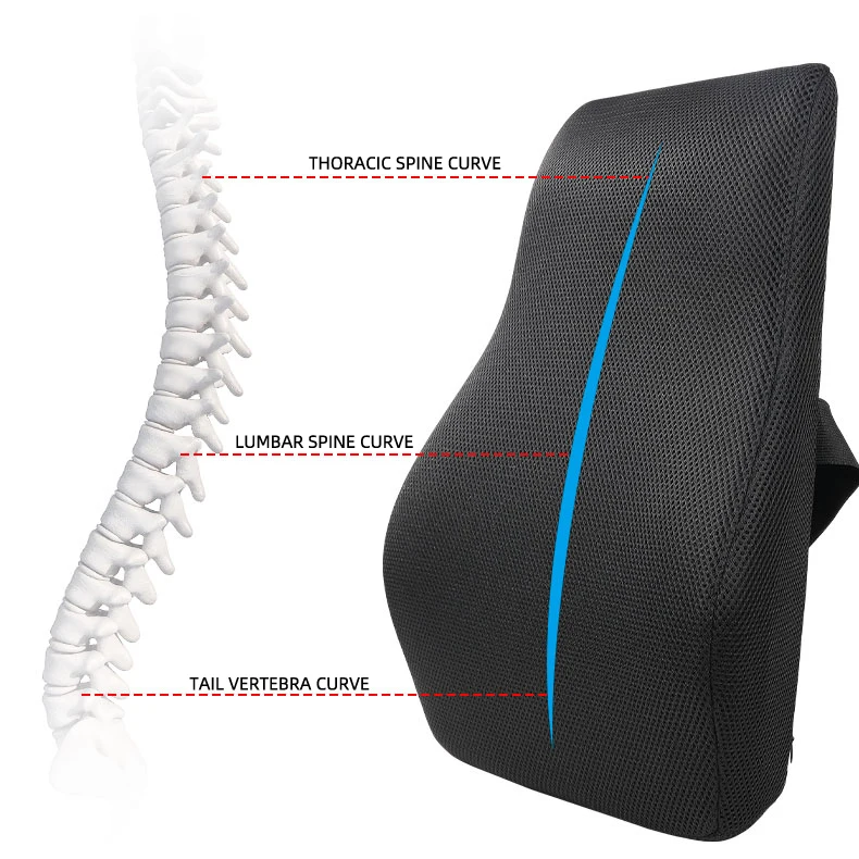 Ergonomisches Memory-Foam Lendenkissen, Verstellbares Stützkissen für Auto, Büro & Gaming-Stuhl, Rückenschmerzen-Linderung – Detail 2