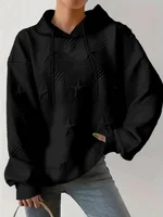 Plus Size 1XL-5XL Women's Fashion Long Sleeve Hoodie Ladies Autumn Winter Casual Solid Color Loose Drawstring Hoodie