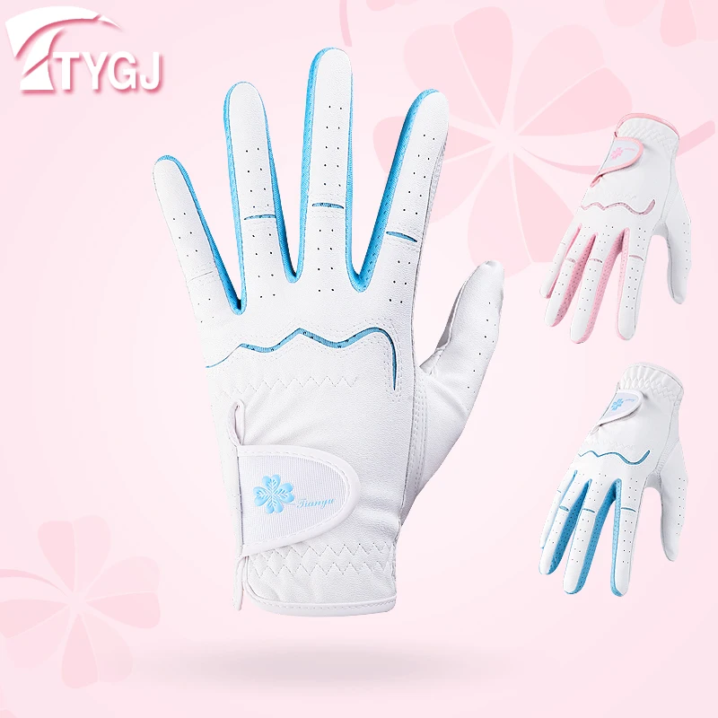 

Женские перчатки для гольфа TTYGJ 1 пара, женские дышащие спортивные перчатки из овечьей кожи, кожаные Нескользящие перчатки с гранулами для левой и правой руки