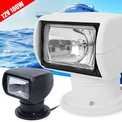12V Boat Spotlight 100W 360 Degree Remote Control Waterproof Searchlight For Yacht Coast Guard Marine Police Fishing Boats