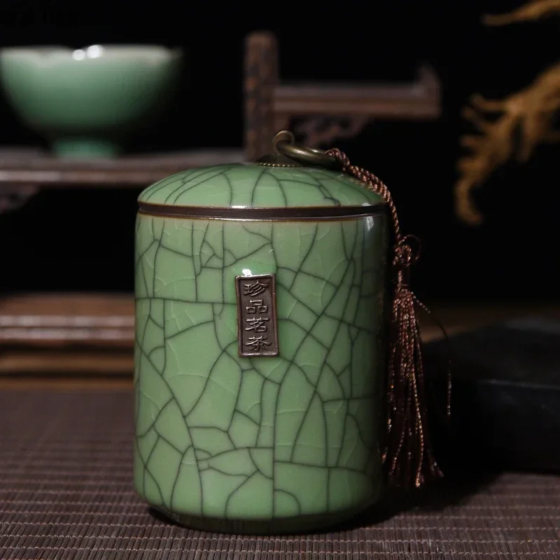 Ceramic Jar Tea Caddy Sealed Storage Tank Candy Jars Tea Box Container Home Organizer Food Storage Box Decorative Jars