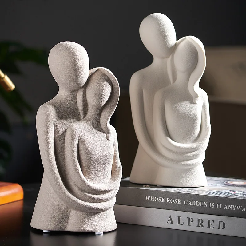 

Abstract Couple Statues & Sculptures Home Decoration Nordic Modern Ceramic Hugging Figure Living Room Office Desk Decor Gift
