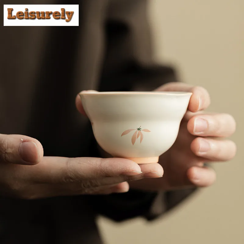 2pc/lot Orchid Wind Chime Ceramic Teacup Creative Tea Bowl Tea Pair Tea-tasting Fragrance Cup Chazhan Master Cups Teaware Craft