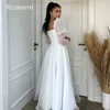 Muslim Exquisite Square A-line Wedding Dresses Puff Sleeve Satin Draped Pleat Full Bride Dresses Anck Length robe de mariée 6