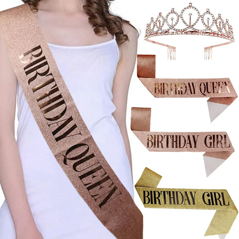 Set Diadème Et écharpe Pour 18 Ans - Doré "It's My 18th Birthday", Couronne à Cristaux, Cadeau Fête Fille - 5