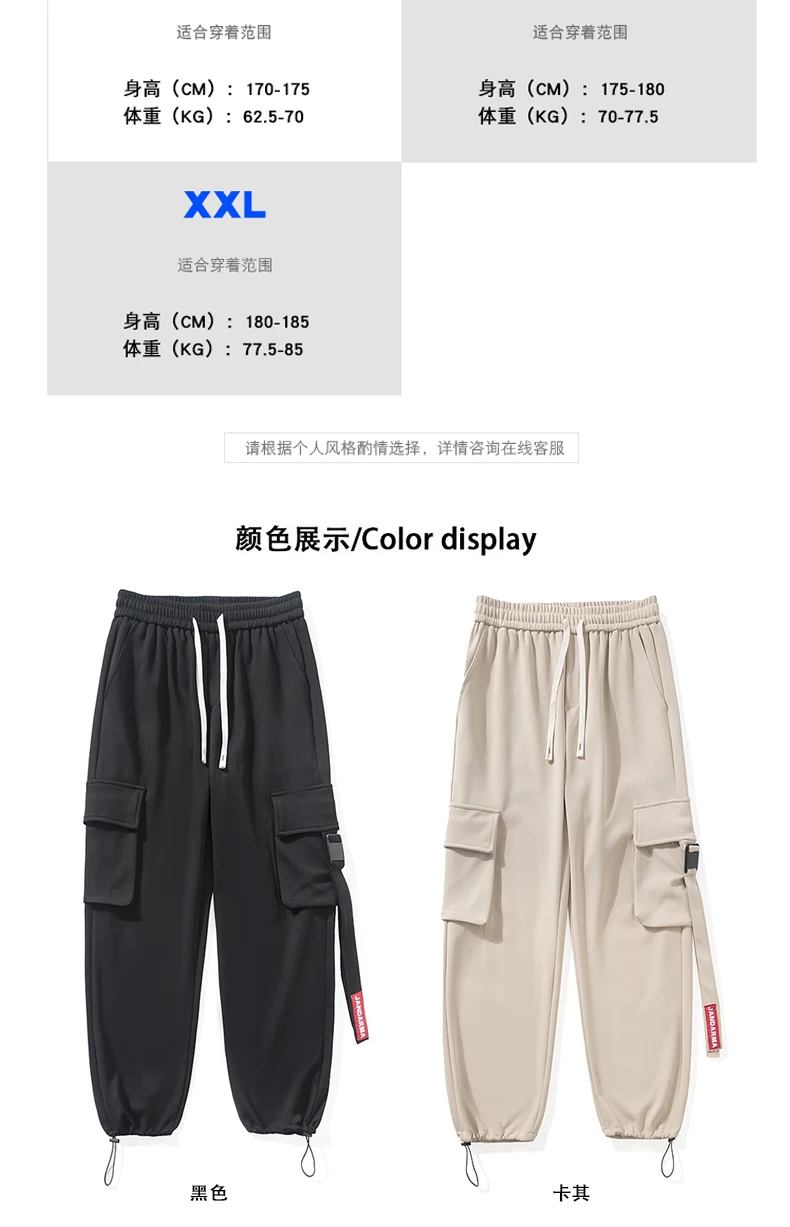 Description Picture 4 of itemTrendy casual pants for men style ruffled multi pocket workwear pants loose fitting sports