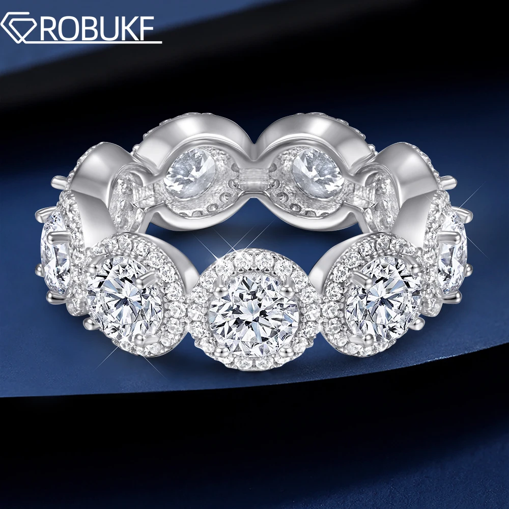 

S925 Sterling Silver 4.5 Carat Moissanite Rings For Women D Color VVS Round Cut Diamond Wedding Band Jewelry With Certificate
