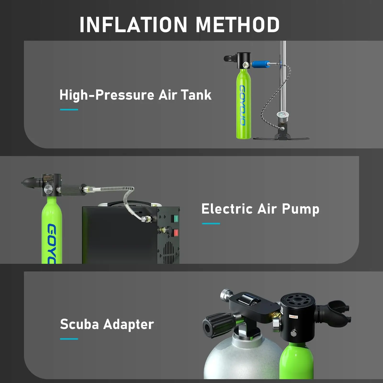 Scuba Cylinder Tank 0.5 Liter Mini Tank Diving Scuba 5-10 Minutes Underwater Breathing Equipment Portable Oxygen Kit