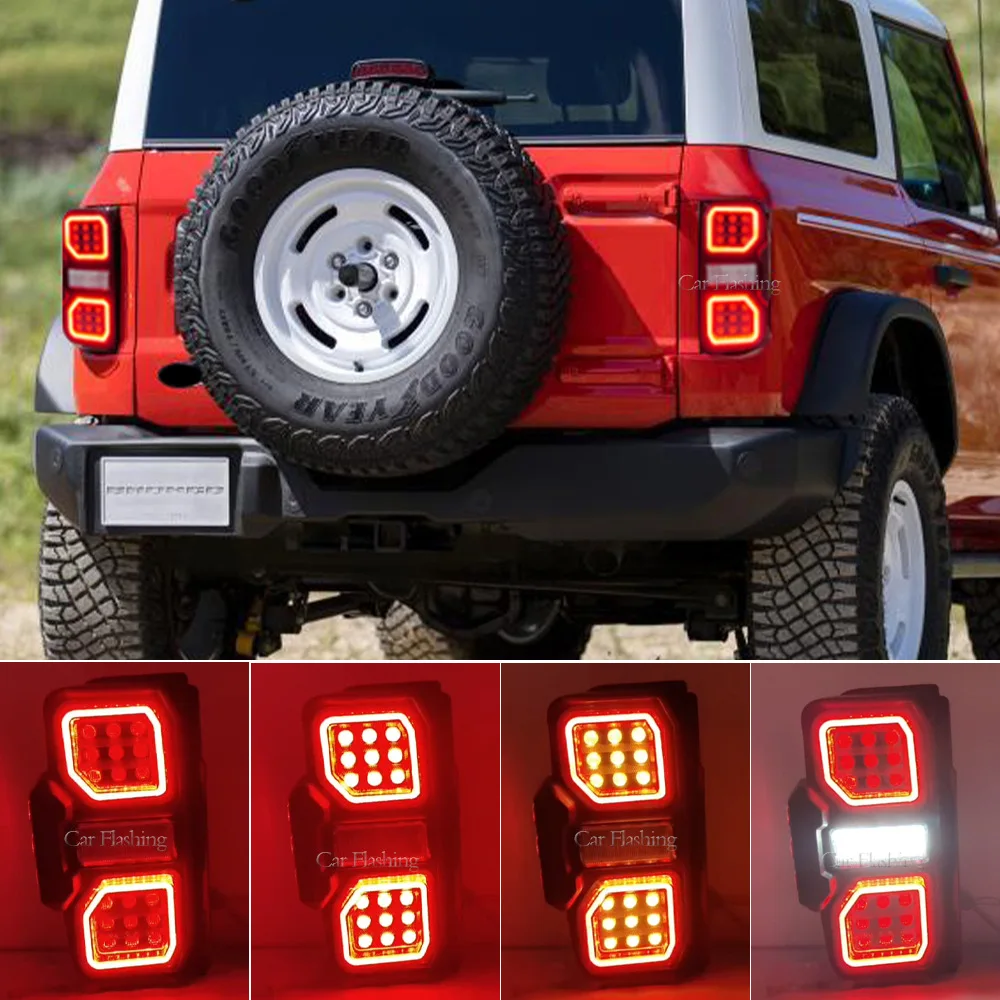 

For Ford 21-23 Bronco models, modified with LED flow steering Bronco taillights for the Le Bronco taillight assembly