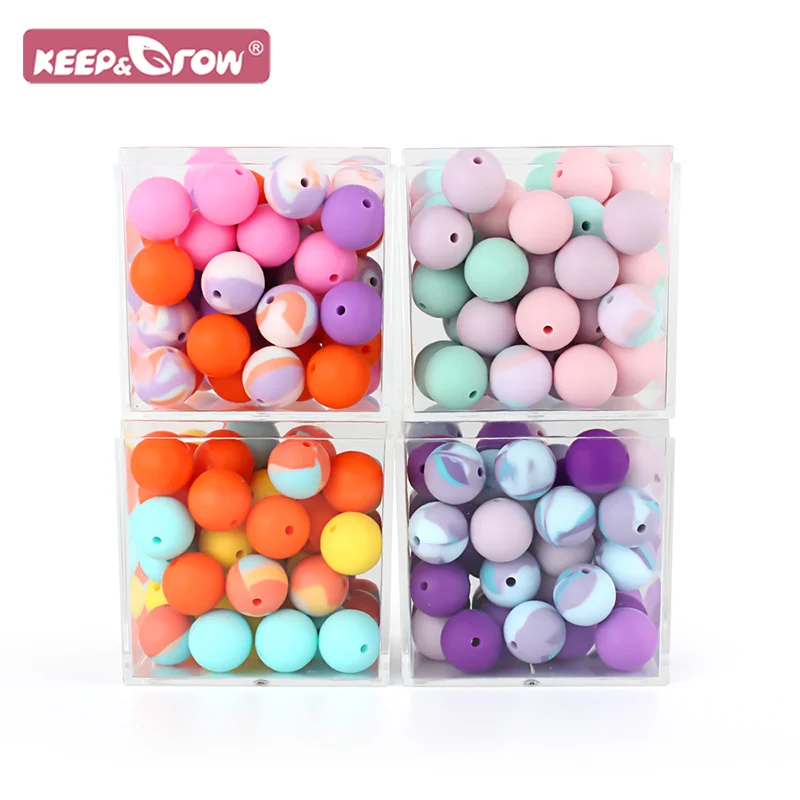50Pcs Silicone Teething Beads 12mm Baby Silicone Beads BPA Free Baby Round Beads Teether Teething Pearl Ball Food Grade For Necklace Pacifier Chain Toys