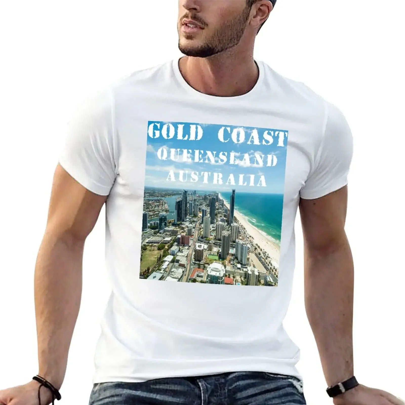 

Gold Coast, Australia – Skyline - Seaside Resort - Beaches T-Shirt anime clothes for a boy cute tops mens graphic t-shirts anime