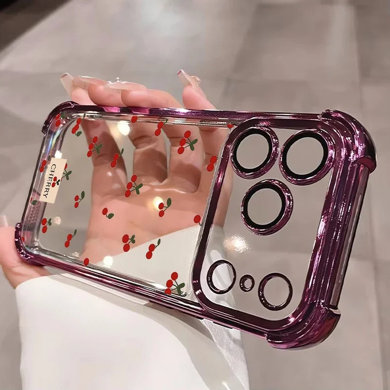 Luxury Burgundy Cherry Plating Phone Case