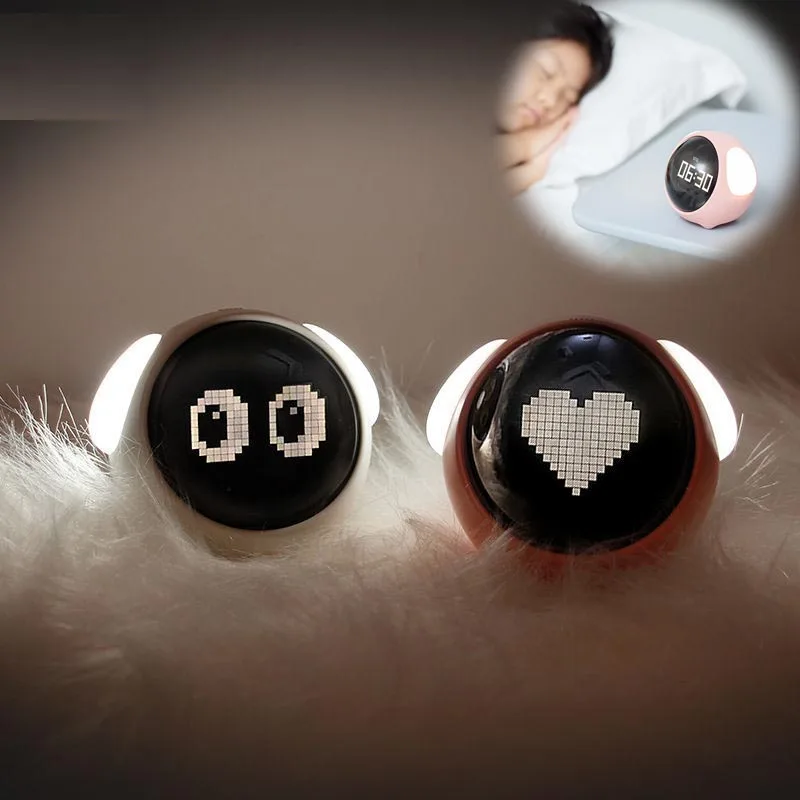 

Youpin Cute Expression Alarm Clock Multifunctional Bedside Voice Control Night Light Snooze Chargeable Child Alarm Clock