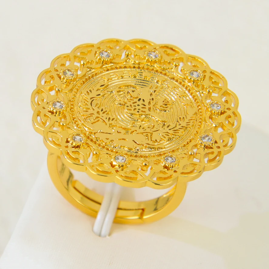 Arabische Vintage-Türkis-Ringe, 21 Karat vergoldet, italienischer Zirkonia, exotische Ringe, Algerien, Damen, Brautparty, Schmuck, Geschenke – Detail 5