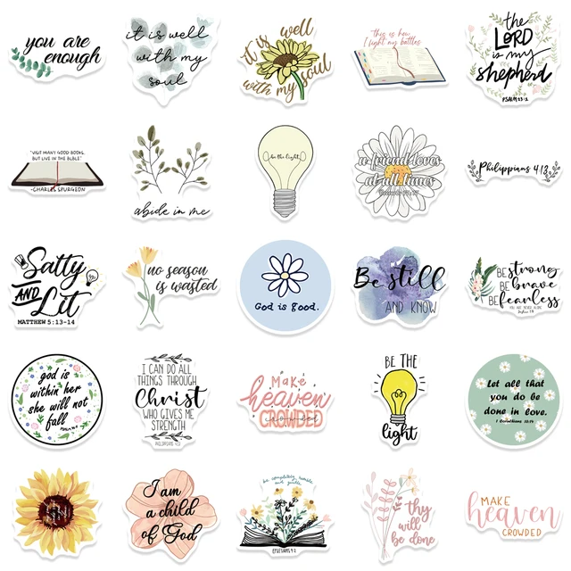 10/50/100pcs Pastel Bible Verse Stickers Faith Inspired Stickers