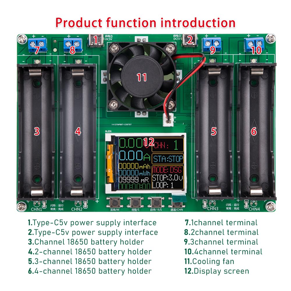 4/1 Channel Type-C LCD Display Battery Capacity Tester MAh Lithium Digital Battery Detector Module For 18650 Battery Tester