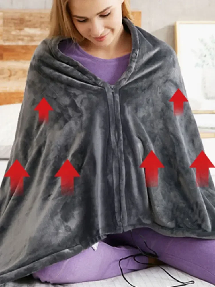 New USB Electric Heated Blanket 3 Heating Levels Fleece Heated Blanket Wearable Heating Lap Blanket for Household and Office LIJ