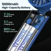 TOPK 5000mAh Mini Portable Fan USB Rechargeable Hand Held Fan,Small Pocket Fan 3 Speeds with Lanyard &Base,USB Desk Fan Foldable 4