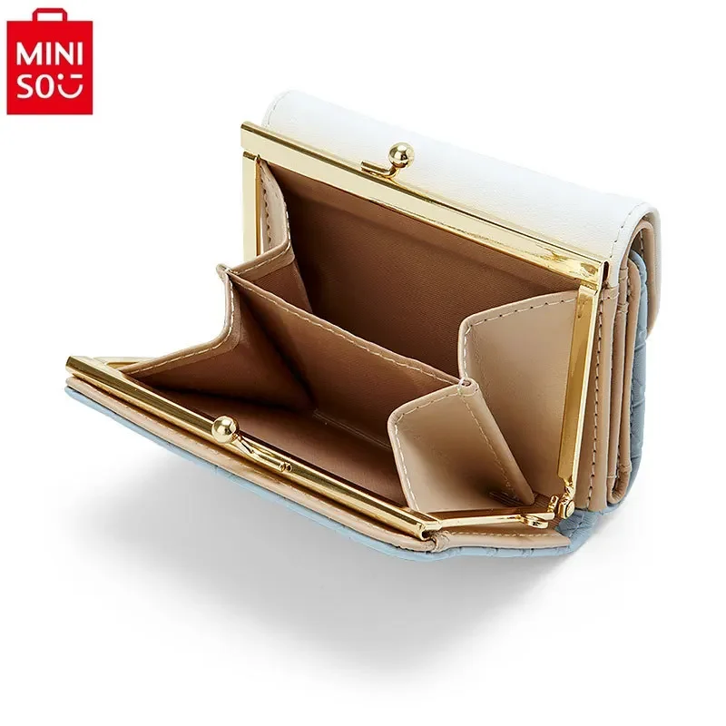 MINISO 2024 New Hello Kitty Fashion Women's PU Casual Short Wallet Sanrio Cartoon Jade Guigou Zipper Buckle Card Bag