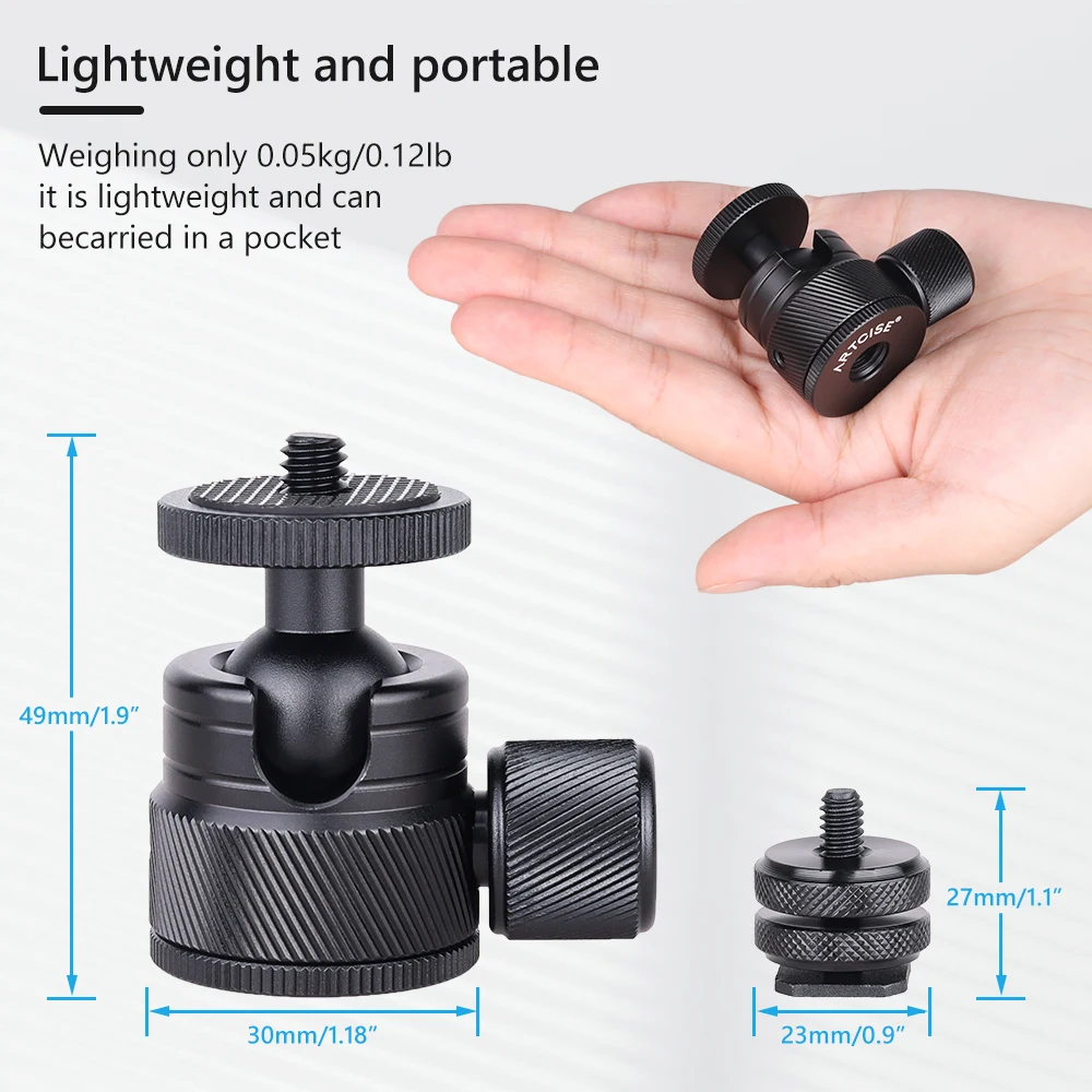 Portable Aluminum Alloy 360 Degree Double U-Groove Design Ballhead for Phone Camera Max Load 3kg tripod ball head