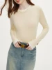 FSLE 19.1% Wool Women Long Sleeve Top Soft Thin Sweater For Women Slim Autumn Office Lady Pullover Wool Tops 24FS13096 3