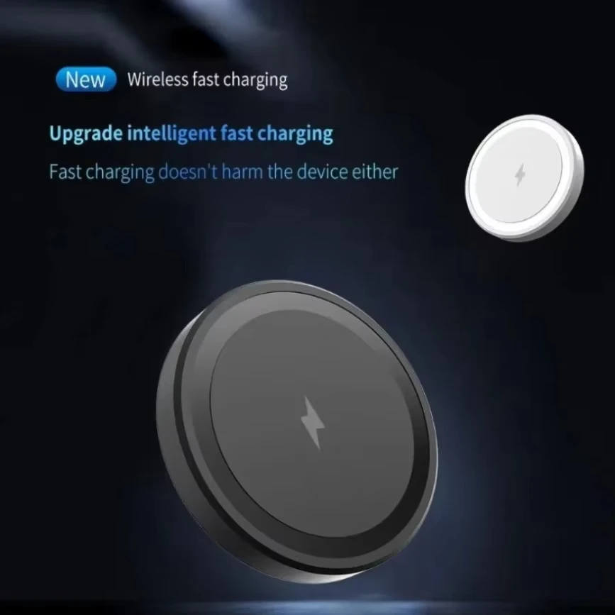 Compact Magnetic Wireless Charger with Strong Magnet - Slim Portable 15W Fast Charging