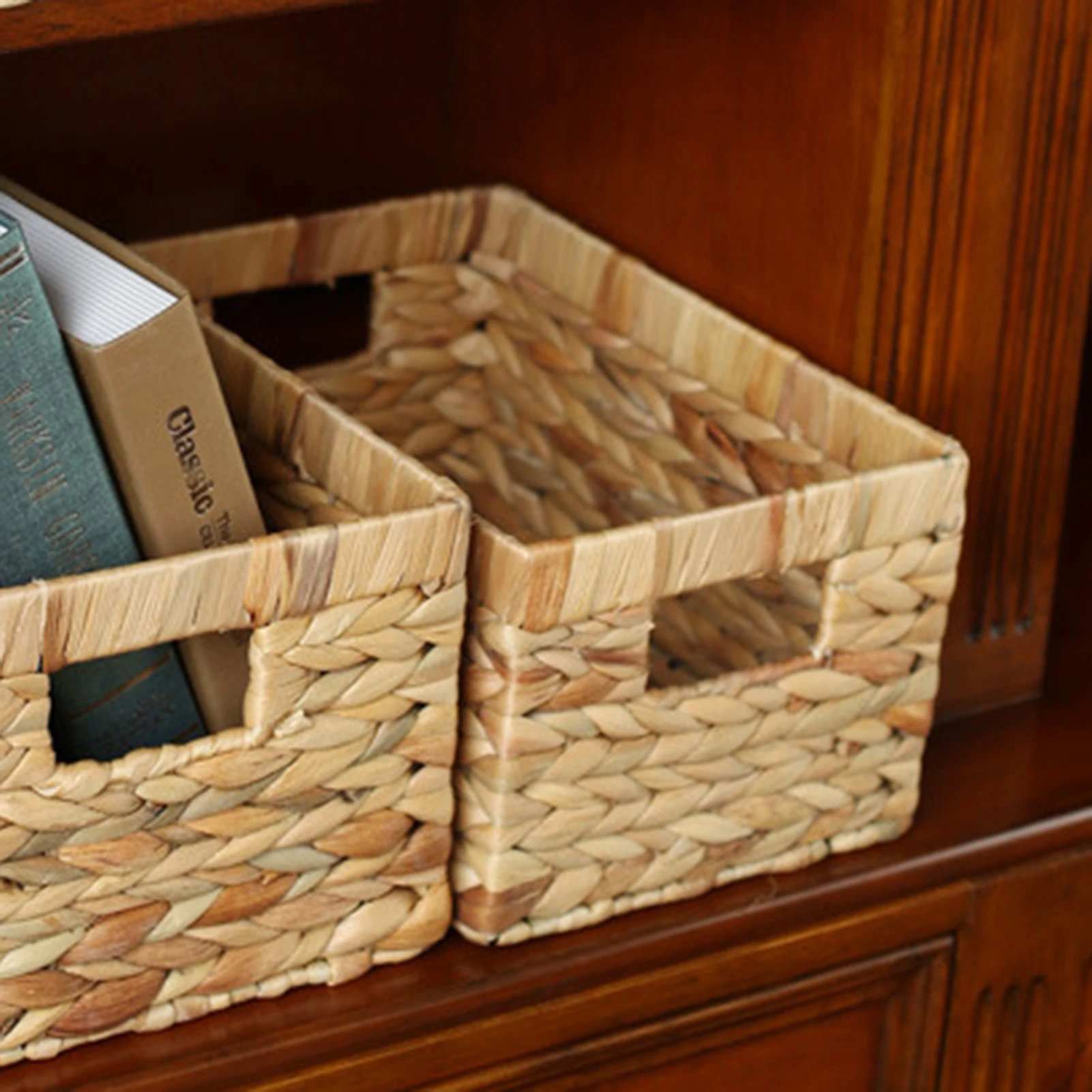 

Rustic Rectangular Woven Basket Convenient to Use with Sturdy Handles Design for Laundry Items Baby Toys