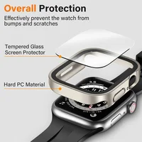 Boîtier en verre trempé pour Apple Watch, 45mm 41mm 44mm 40mm, housse de protection d'écran, pare-chocs rigide étanche, iWatch série 4 5 SE 6 7 8 2