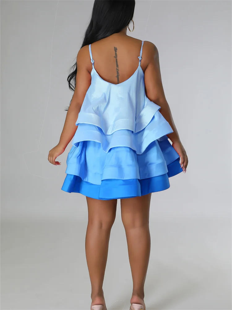 Wmstar Dresses for Women Tank Ruffles New In Summer Clothes Patchwork Sexy Party Cute Fashion Mini Dress Wholesale Dropshipping