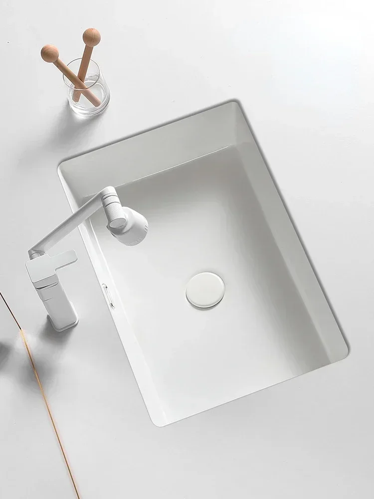 

Household Drop-in Sink Wash Basin Washbasin Embedded Household Square Single Basin Bathroom Wash Basin