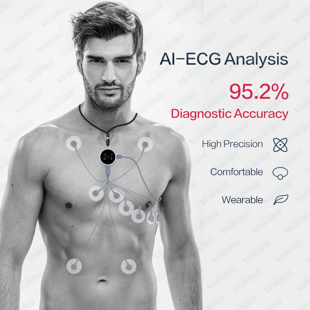 Viatom Lepod Pro 12 Lead Ecg Machine Handheld Ecg Wearable Portable Monitor Heart Rate Monitor