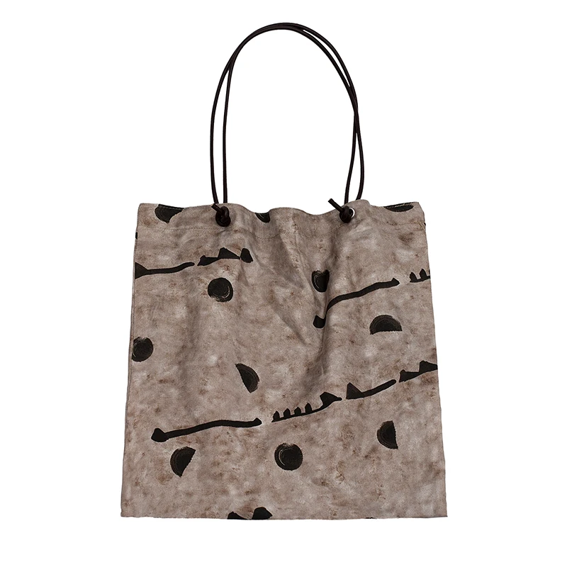 Fashion Original New Designer Canvas Bag Women Vintage Art Satin Face Bag Cowhide Rope Pure Cotton Linen Shoulder Bag For Women