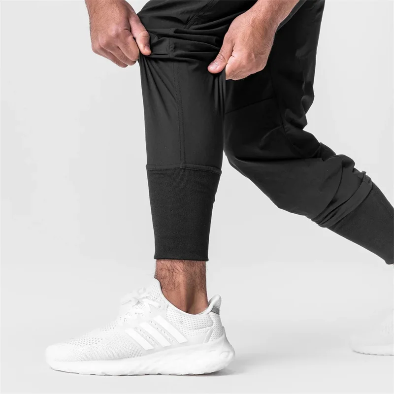 Spring Autumn Men Polyester Quick Dry Casual Sport Pants Zipper Pockets Joggers Tactical Fitness Trousers Sweatpants sport jogging trousers