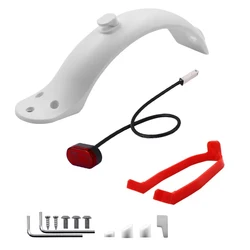 Enhanced Electric Scooter Tire Splash Fender with Rear Taillight and Mudguard Screw Kit (White fender sets)