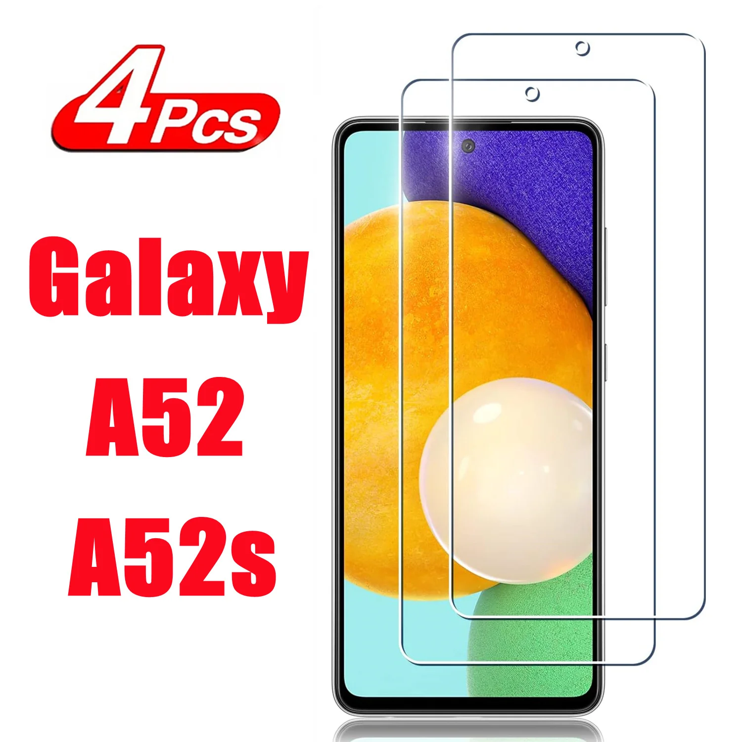 

For Samsung Galaxy A52 A52S 5G, HD Tempered Glass Film 2/4Pcs 9H 0.33 mm