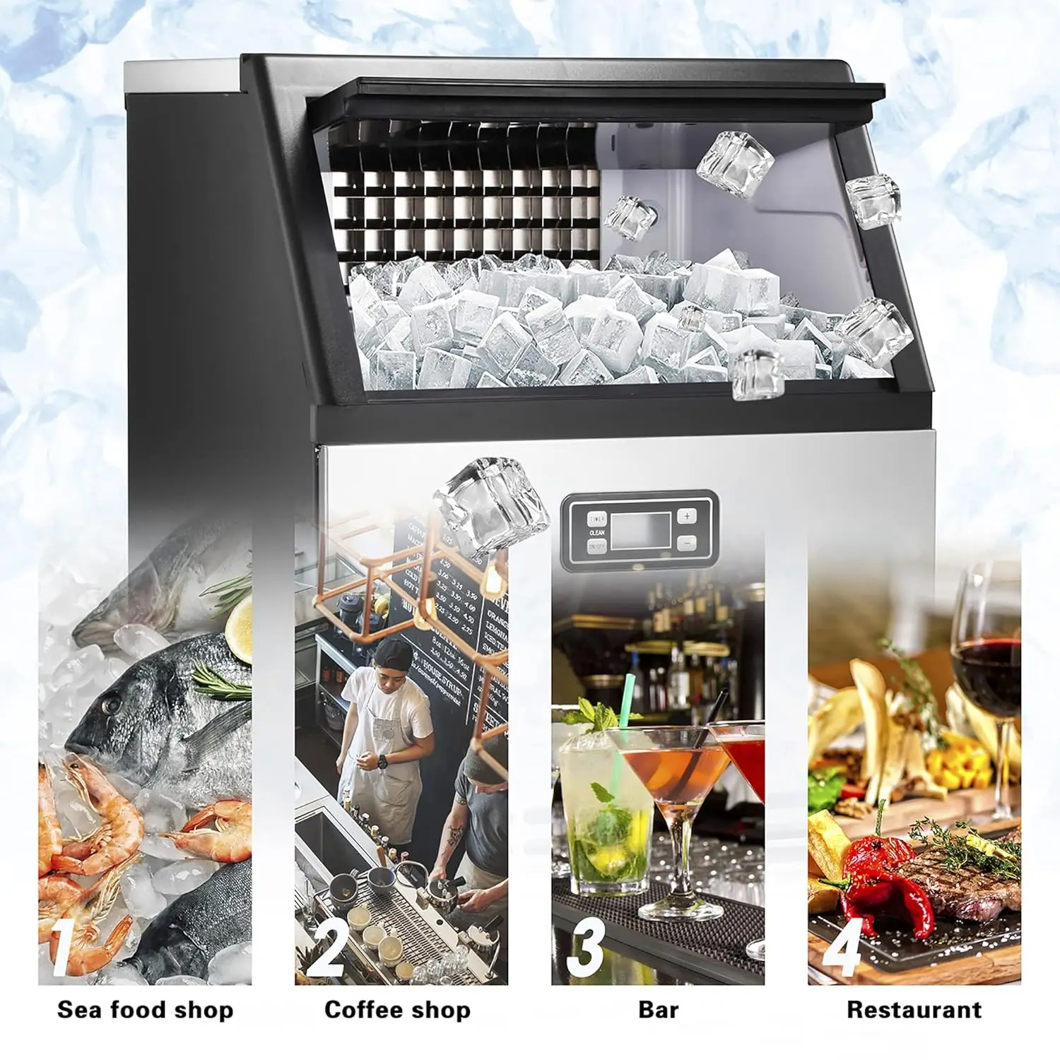 Ice Maker, 100Lbs/Day, Stainless Steel Ice Machine with 48 Lbs Capacity, Ideal for Restaurant, Bars, Home 6