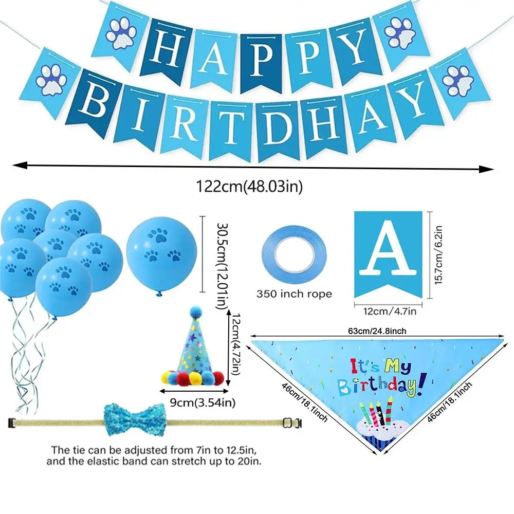 Cute Pet Birthday Party Set Decorative Dog Sequins Hat Cat Birthday Hat Bow Tie Adjustable Birthday Banner