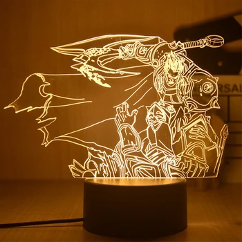 리그 오브 레전드 다리우스 3D Led 야간 조명 어린이용, 애니메이션 게임 홈 베드사이드 착시 램프, 어린이 생일 장식 친구 선물