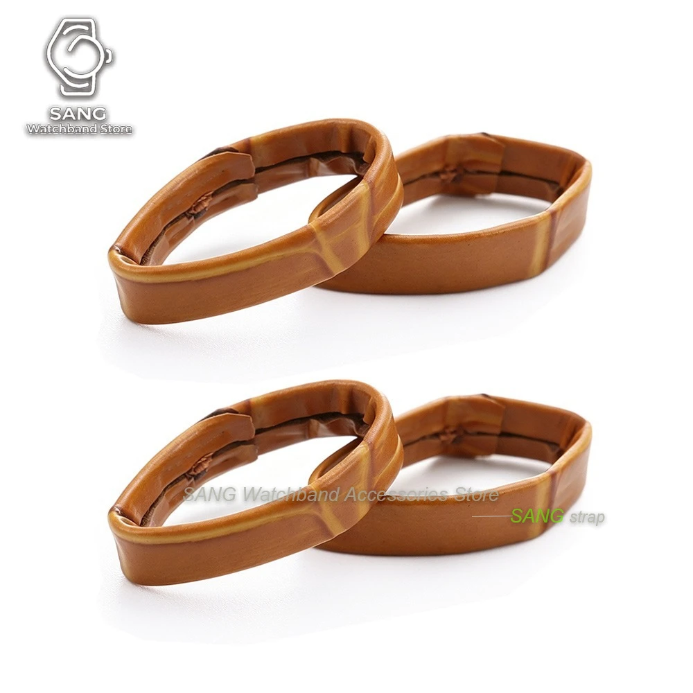 Brown Leather Band Keeper - Loop Buckle Strap Holder Retainer (Set of 2/4/6)